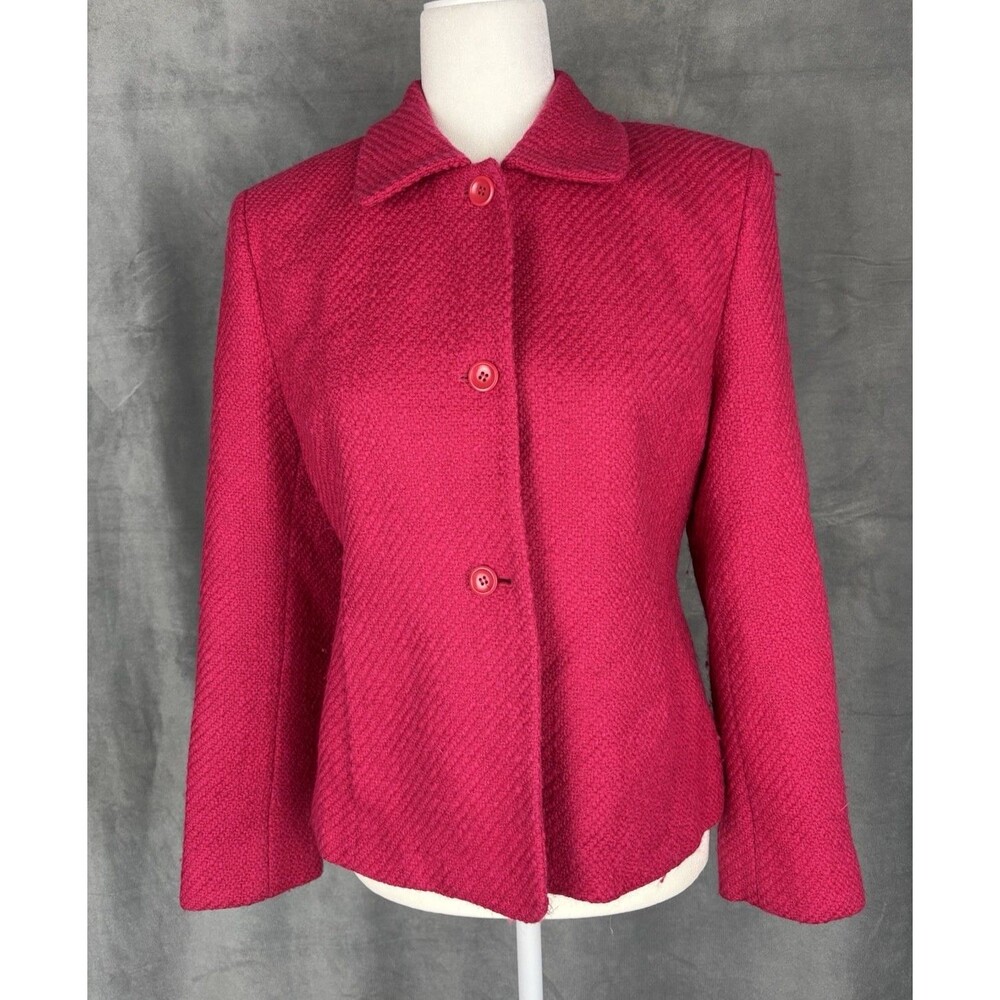 VTG Jones New York Wool Blazer Women's Medium Pink Boucle Tweed Textured